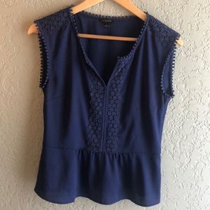 Navy Blue Ann Taylor Peplum Top